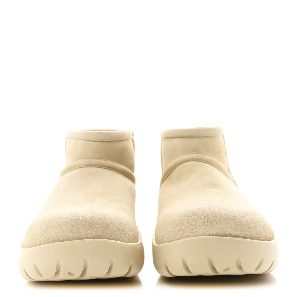 Bottega Veneta Suede Shearling Snap Ankle Boots 36 Porridge