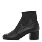 Chanel Stretch Lambskin Cap Toe CC Uniform Short Boots 37.5 Black