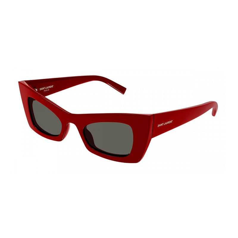 Saint Laurent Sunglasses Cat Eye Full Rim, Red Frame and Grey Lens SL702004