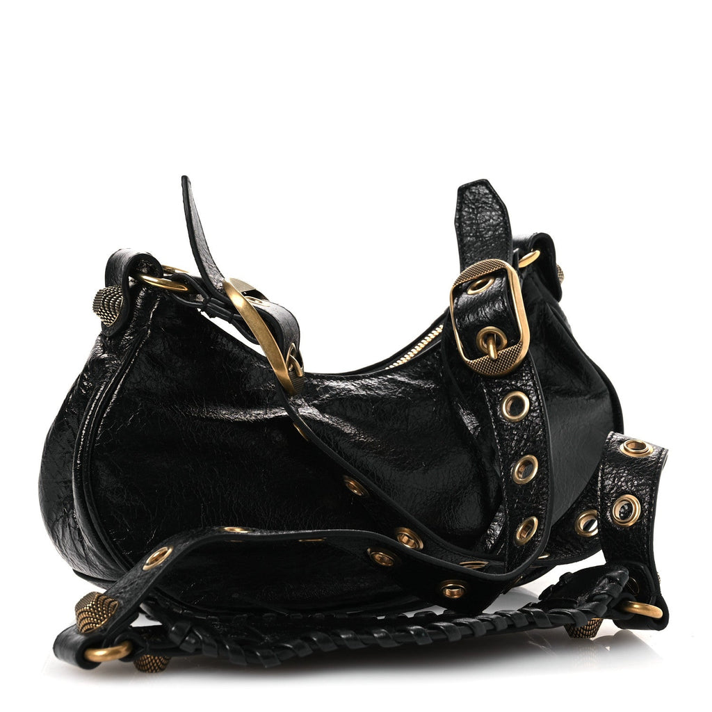 Balenciaga Agneau Arena Le Cagole Shoulder Bag XS Black