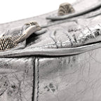 Balenciaga Metallic Agneau Arena Le Cagole Chain Shoulder Bag XS Silver