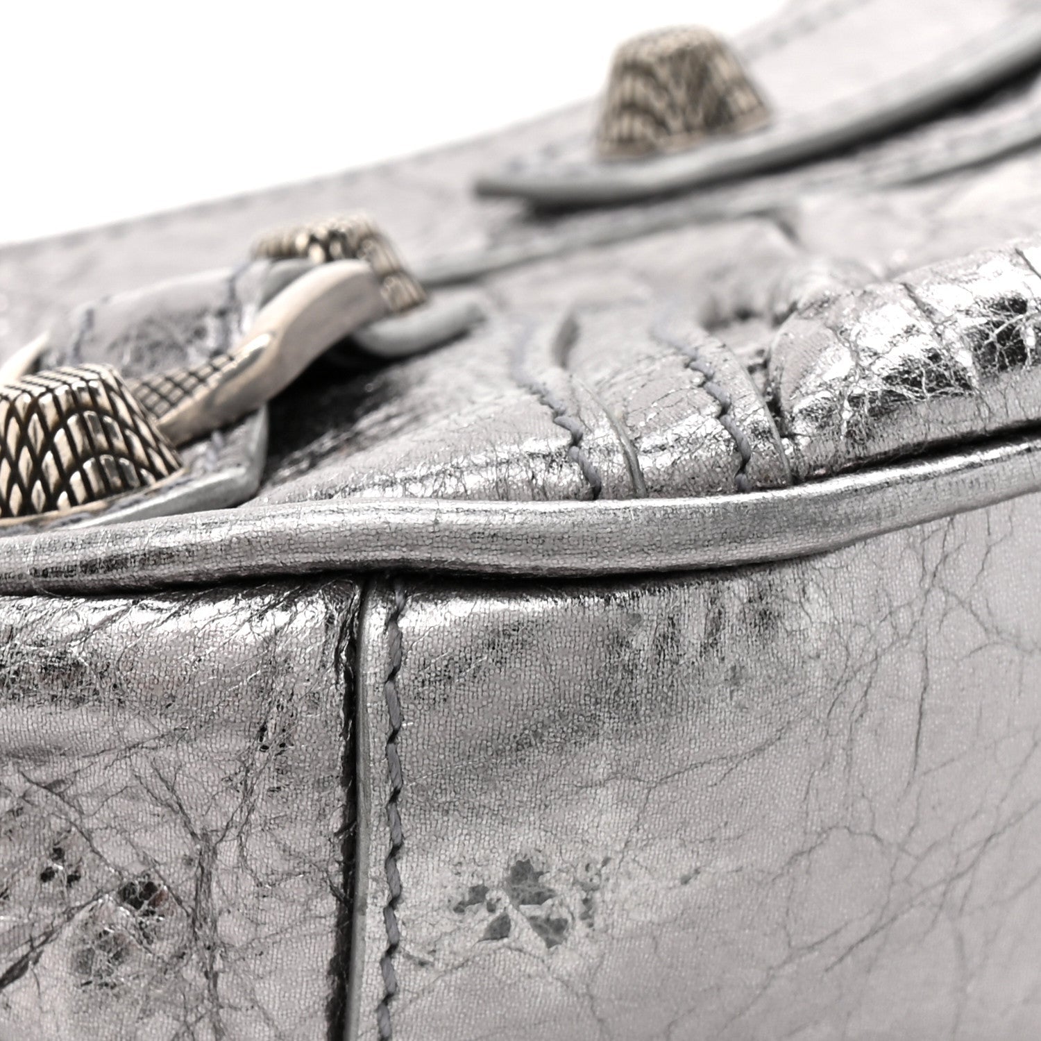 Balenciaga Metallic Agneau Arena Le Cagole Chain Shoulder Bag XS Silver