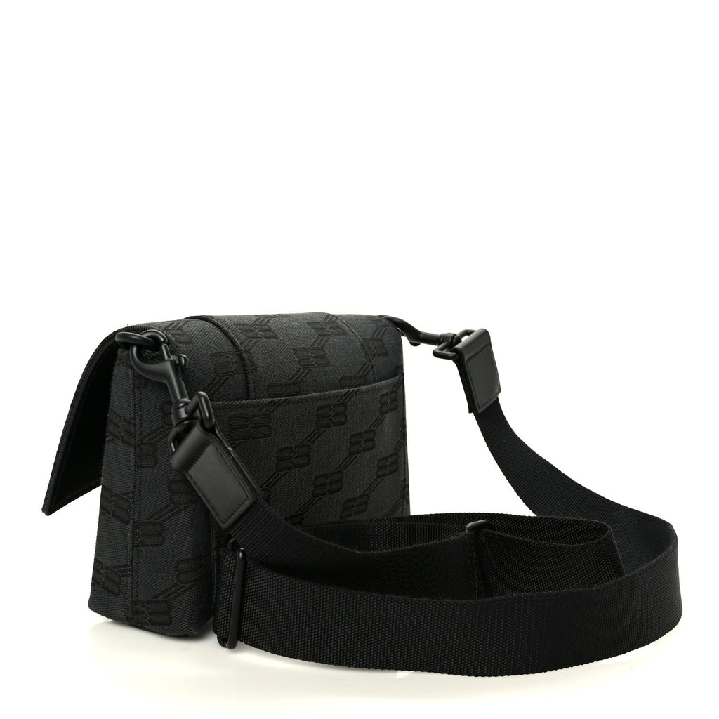 Balenciaga BB Jacquard Monogram  XSS Downtown Shoulder Bag Black