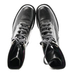 Chanel Calfskin Lace Up Combat Boots  39.5 Black