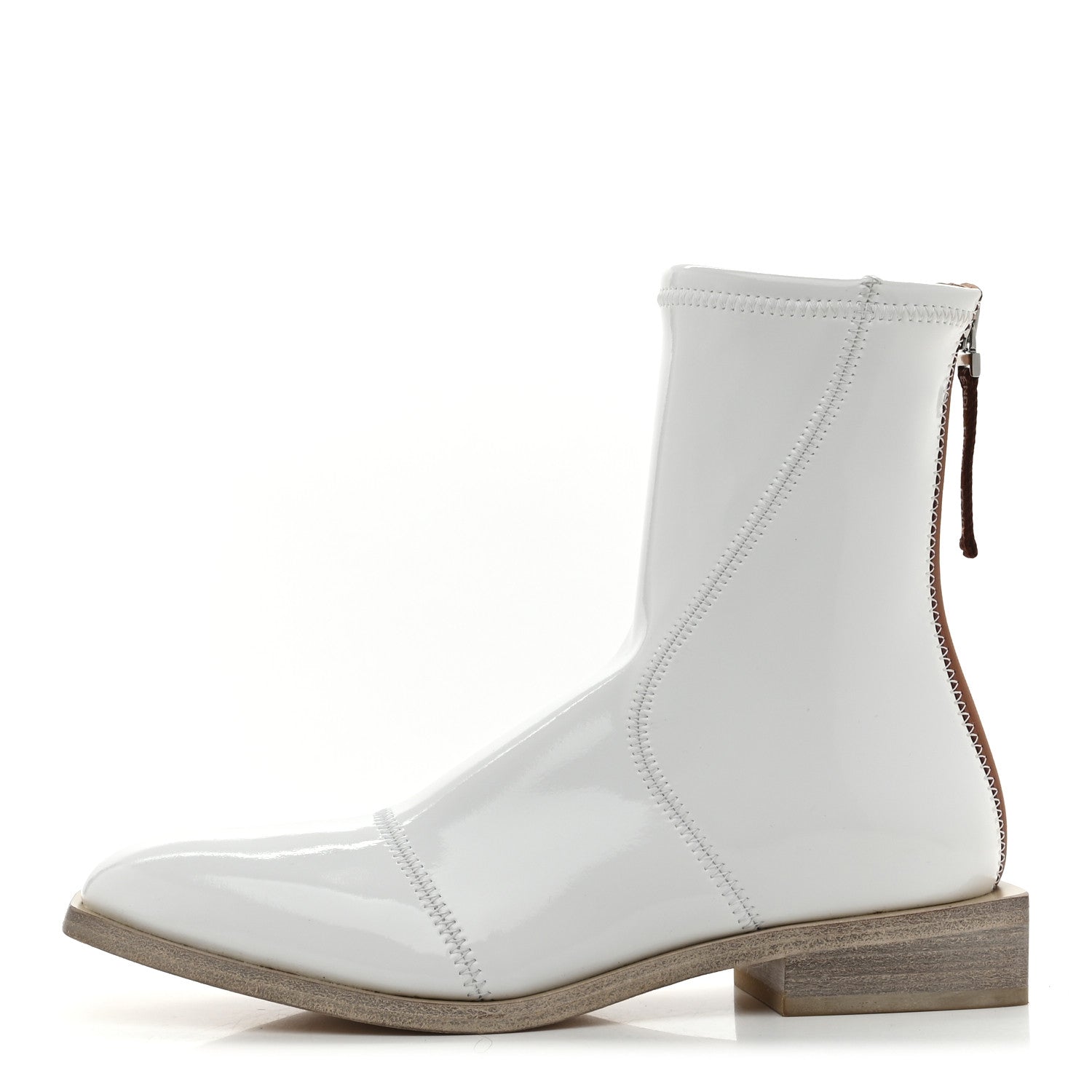 Fendi Glossy Neoprene FFrame Low Ankle Boots 37.5 White