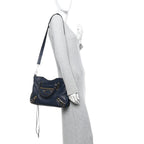 Balenciaga Chevre Gold Metallic Edge Hardware Town Bleu Nuit Dark Sea