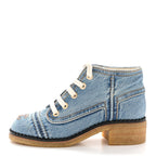 Chanel Denim Lace Up Boots 36 Light Blue