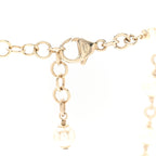 Chanel Pearl Crystal Beaded CC Pendant Necklace Gold Pink