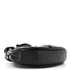 Balenciaga Extra Supple Calfskin Crystal Crocodile Embossed Le Cagole Shoulder Bag XS Black