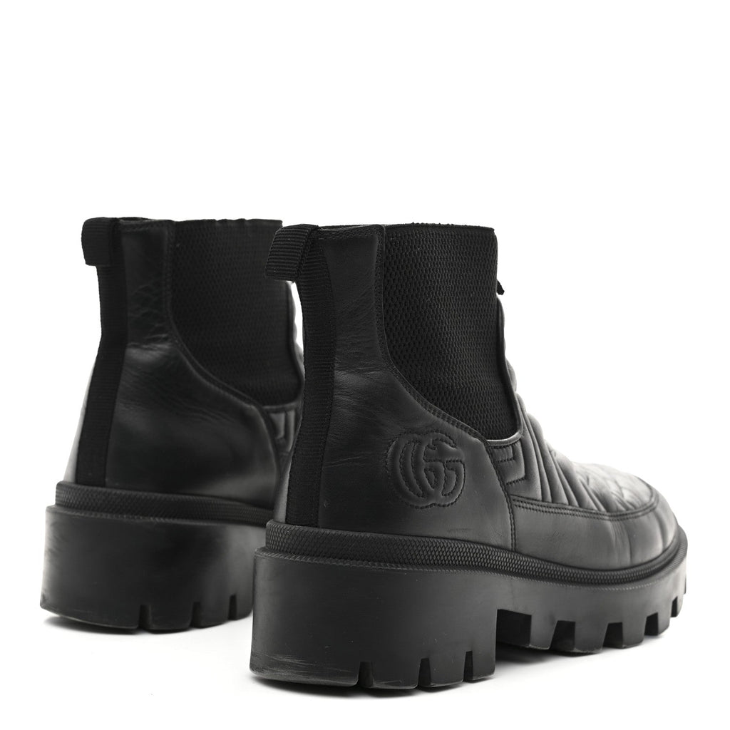 Gucci Calfskin Nappa Matelasse Frances Chelsea Boots 39 Black