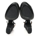 Chanel Satin Camelia Block Heels Sandals 37.5 Black