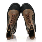 Fendi Fabric Jacquard Vitello FF Domino 50mm Biker Boots 38 Tobacco Black Sand