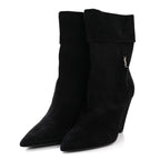 Saint Laurent Kid Scamosciato Niki 85 Wedge Booties 39.5 Black