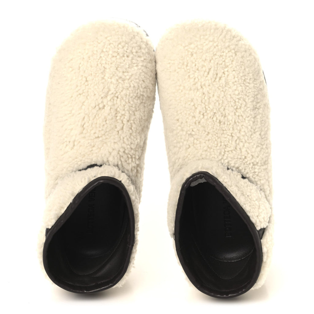 Bottega Veneta Shearling Snap Ankle Boots 40 White
