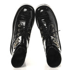 Chanel Shiny Calfskin Quilted Lace Up Combat Boots 39 Black