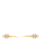 Chanel Crystal Pearl CC Hoop Earrings Gold Pearly White