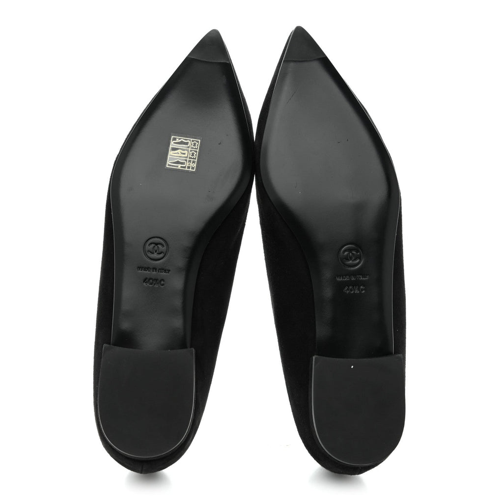 Chanel Suede Heart CC Loafers 40.5 Black