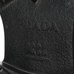 Prada Spazzolato Rois Nylon Metal Triangle Logo Monolith Pouch Pocket 55mm Boots 40 Black