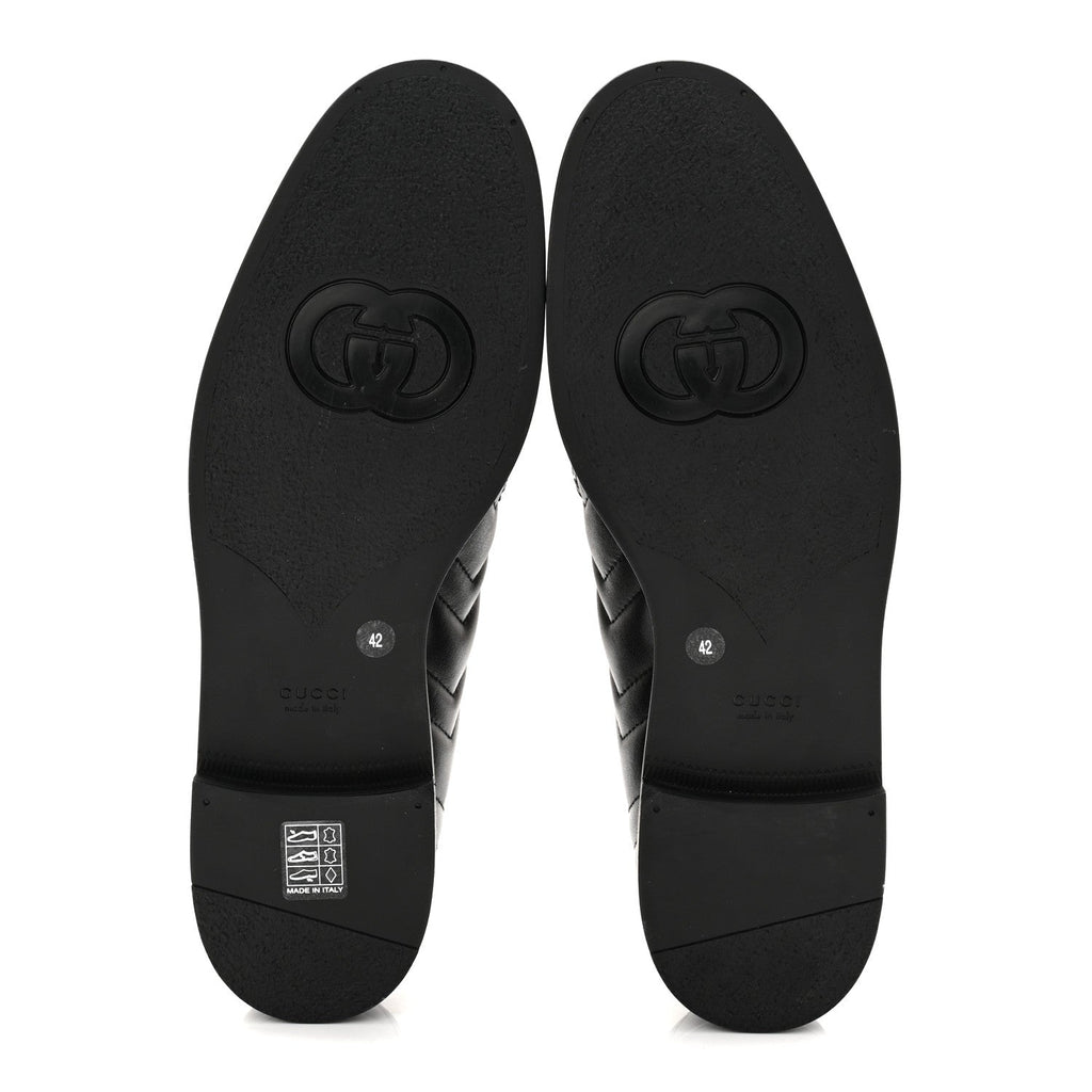 Gucci Nappa Matelasse Double G Marmont Loafers 42 Black