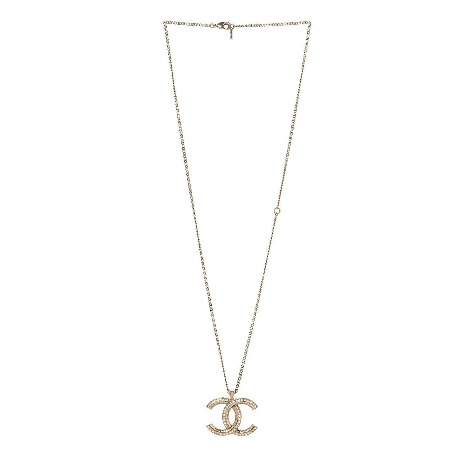 Chanel Metal Quilted CC Necklace Gold