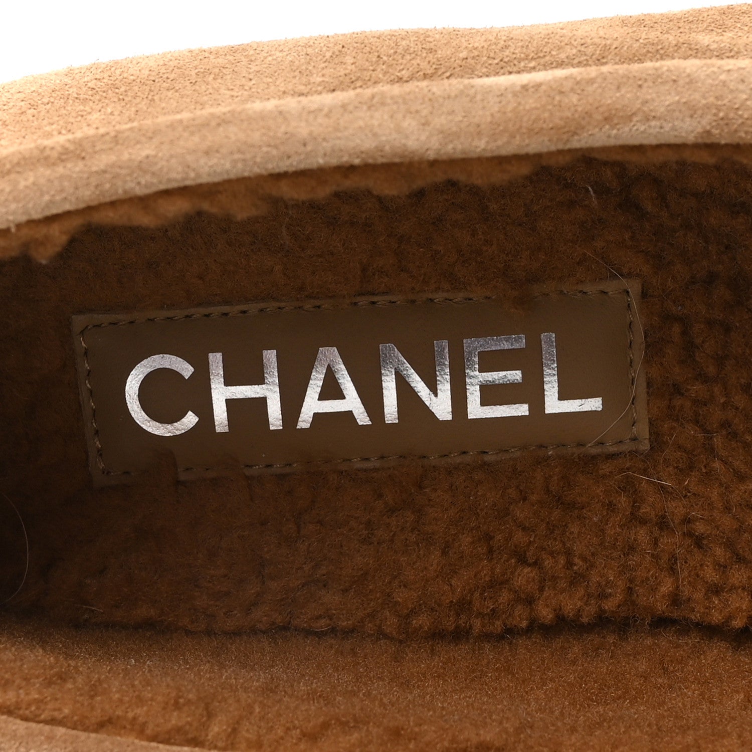 Chanel Suede Calfskin CC Loafers 41 Dark Beige