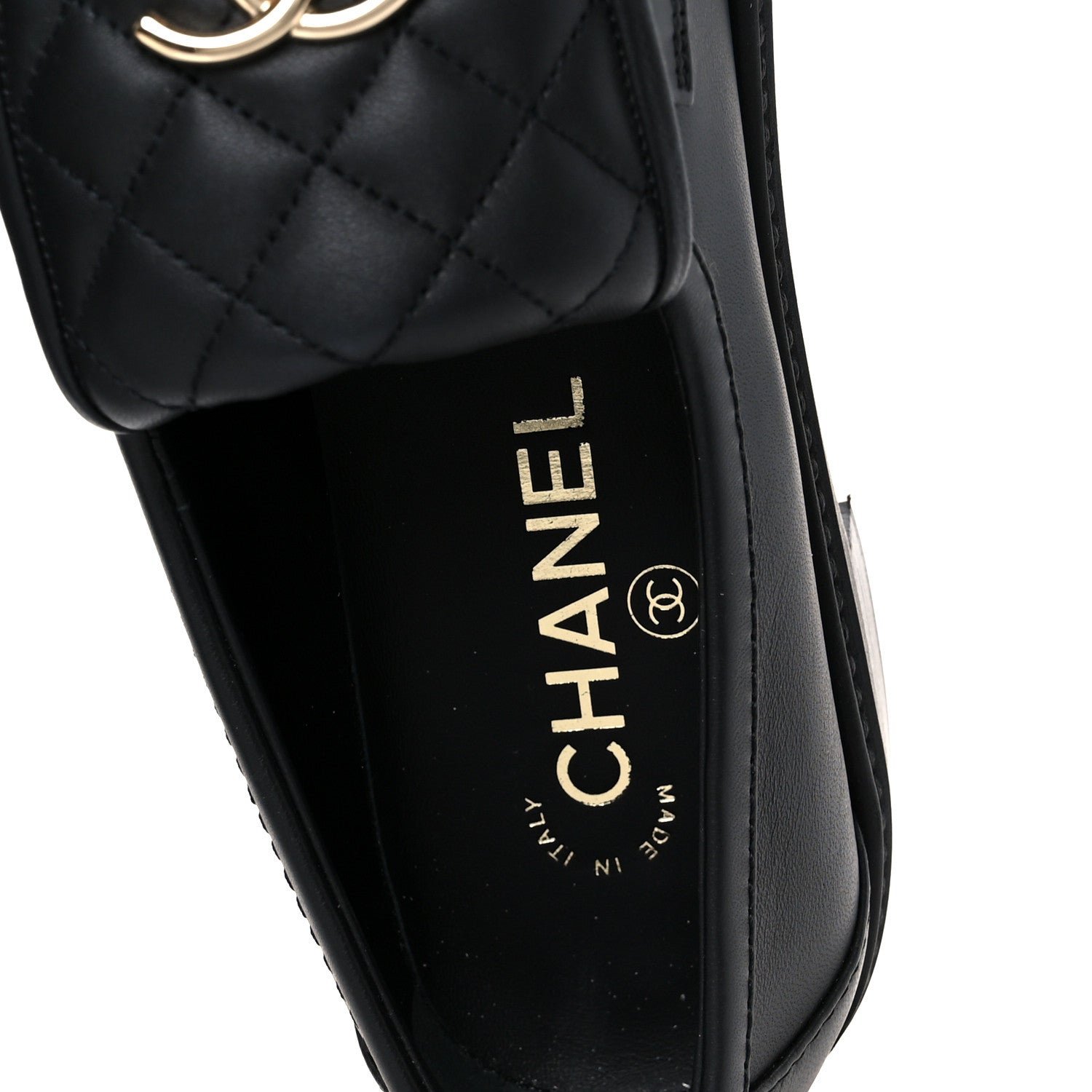 Chanel Lambskin Quilted CC Turnlock Loafers 39 Black