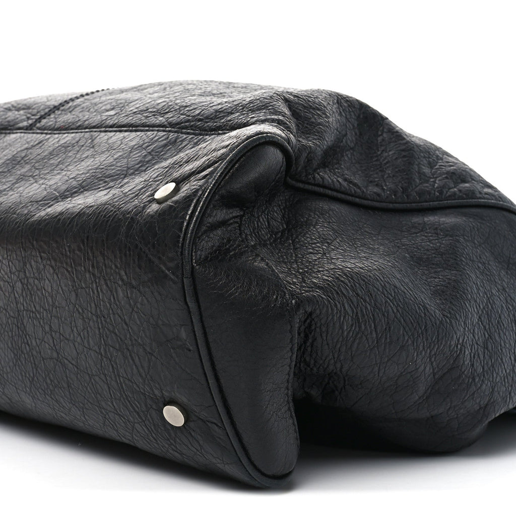 Balenciaga Agneau Classic Silver Hardware Weekender Black