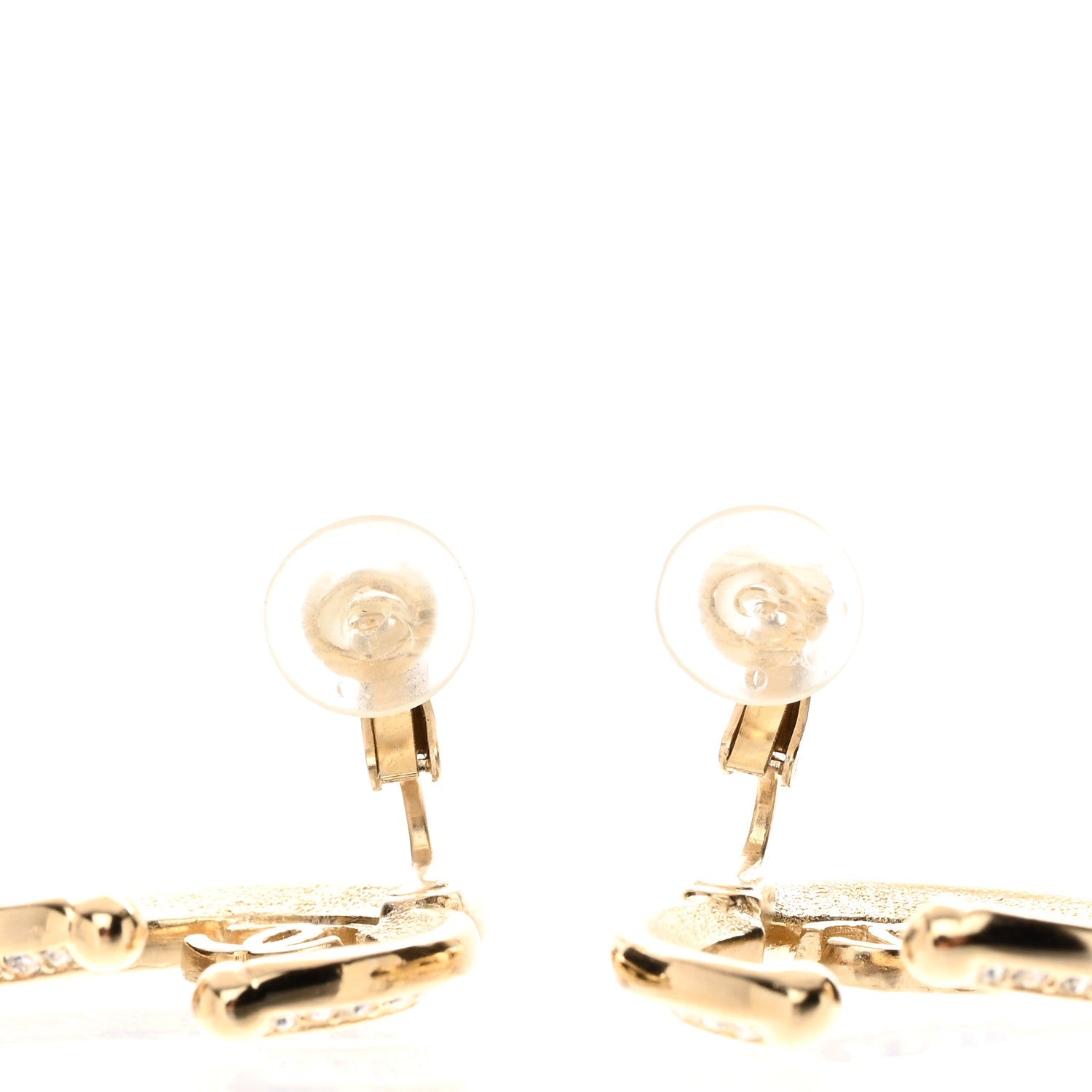 Chanel Metal Crystal CC Open Heart Earrings Gold