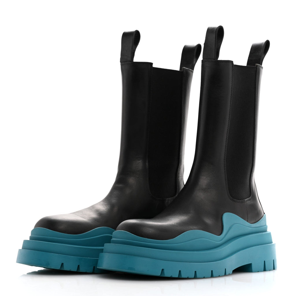 Bottega Veneta Calfskin Mens The Tire Chelsea Boots 37 Black Blaster