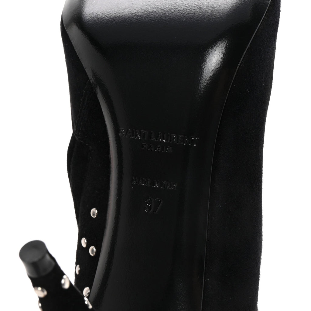 Saint Laurent Suede Studded Kiki 85 Zip Boot 37 Black