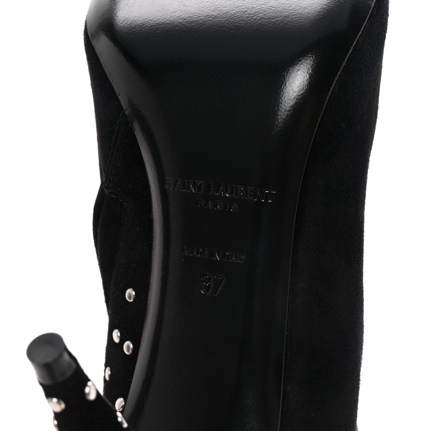 Saint Laurent Suede Studded Kiki 85 Zip Boot 37 Black