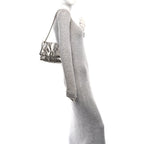 Balenciaga Metallized Arena Calfskin MIni Monaco Chain Shoulder Bag Silver