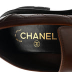 Chanel Calfskin Quilted CC Mocassin Loafers 36 Brown