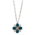 Chanel Gripoix Poured Glass Pearl CC Pendant Necklace Turquoise Silver