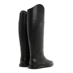Fendi Vitello Karligraphy Embossed Tall Riding Boots 36 Black
