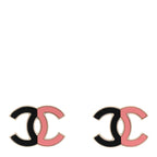 Chanel Enamel Large CC Earrings Black Pink