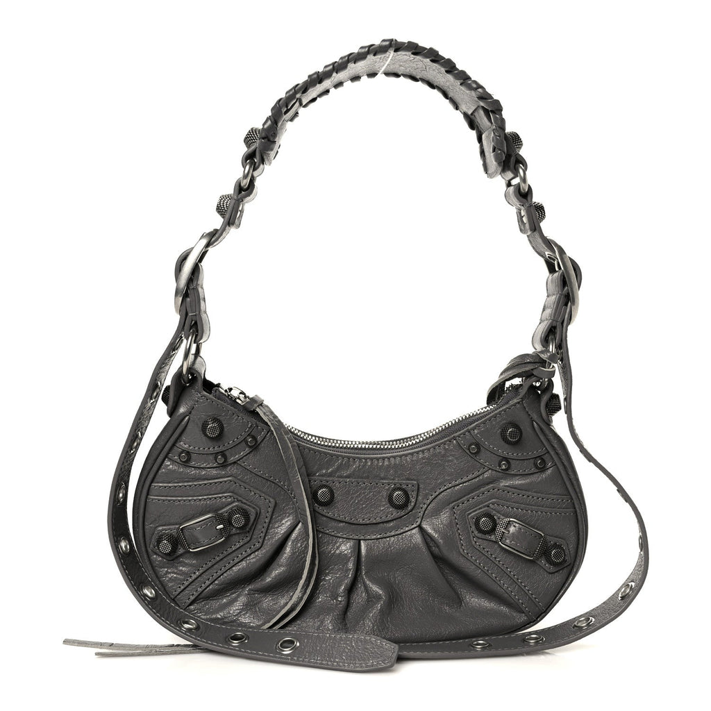 Balenciaga Agneau Arena Le Cagole Shoulder Bag XS Dark Grey