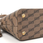 Balenciaga Coated Canvas BB Monogram S Ville Top Handle Bag Beige Brown