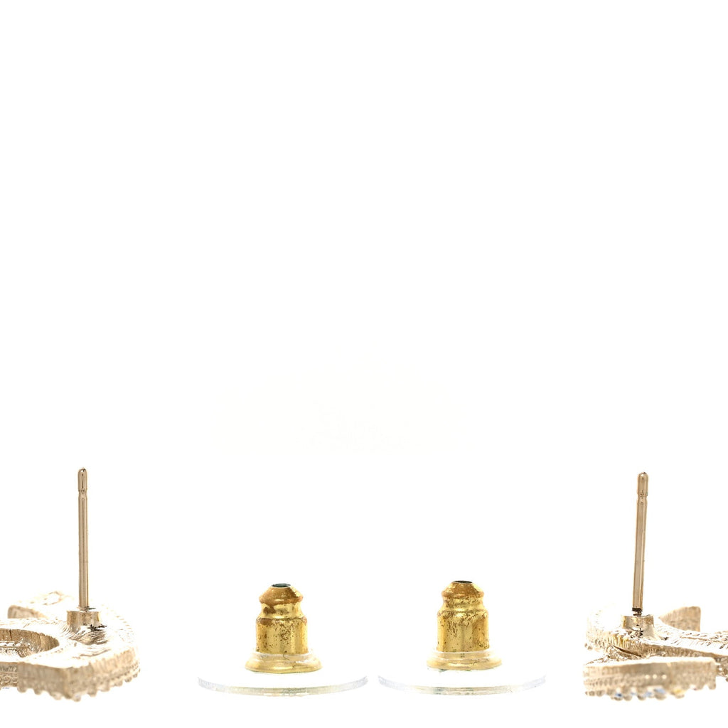 Chanel Crystal CC Earrings Gold Multicolor