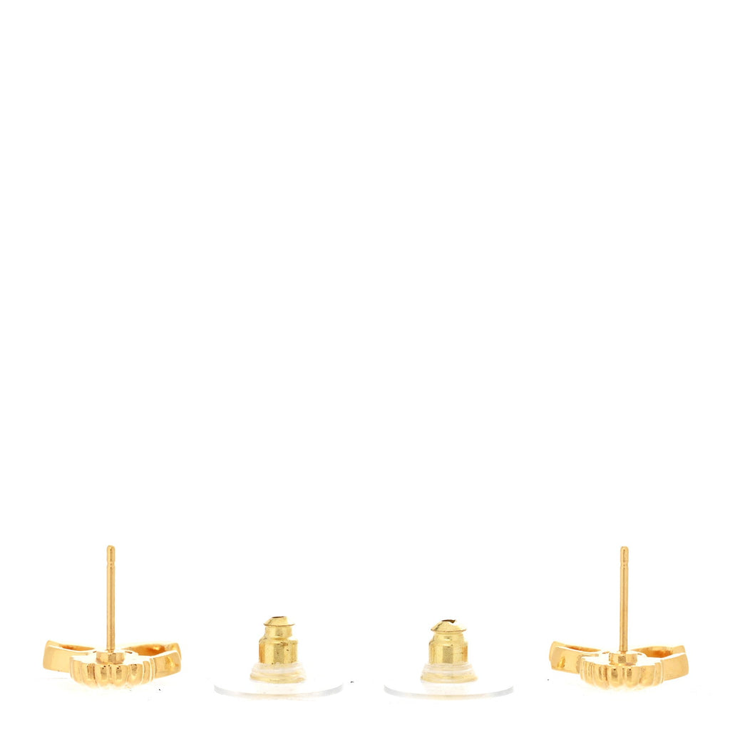Chanel Crystal CC Shell Earrings Gold