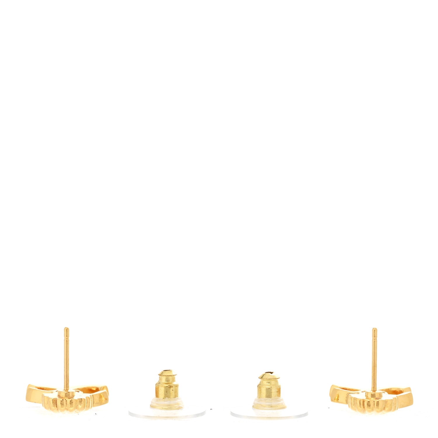 Chanel Crystal CC Shell Earrings Gold