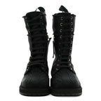 Fendi Mesh Canvas Embroidered Womens Lace Up Boots 36 Black