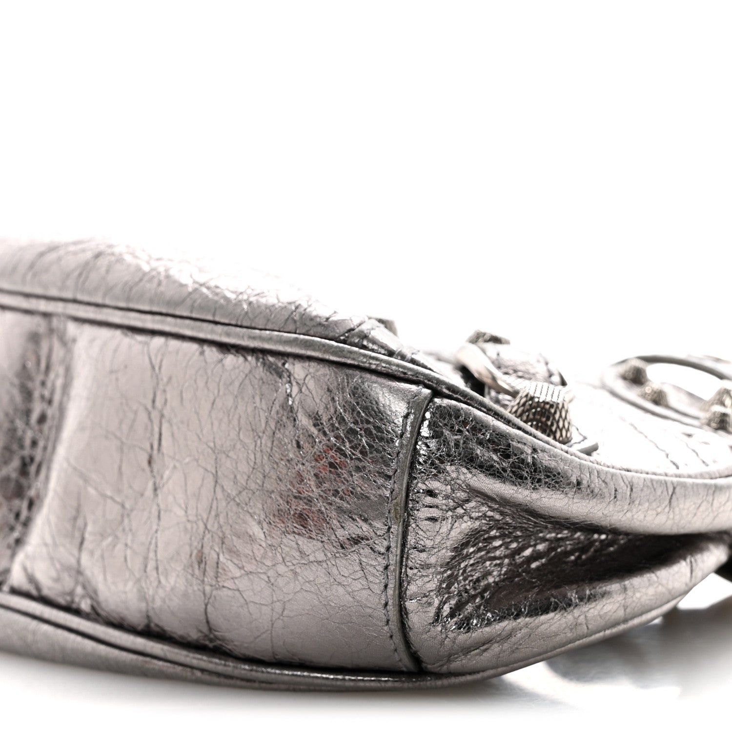 Balenciaga Metallic Agneau Arena Le Cagole Shoulder Bag XS Silver