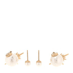 Christian Dior Metal Pearl Celestial Star Tribal Earrings Gold