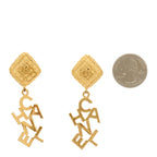 Chanel CC Logo Drop Earrings Gold