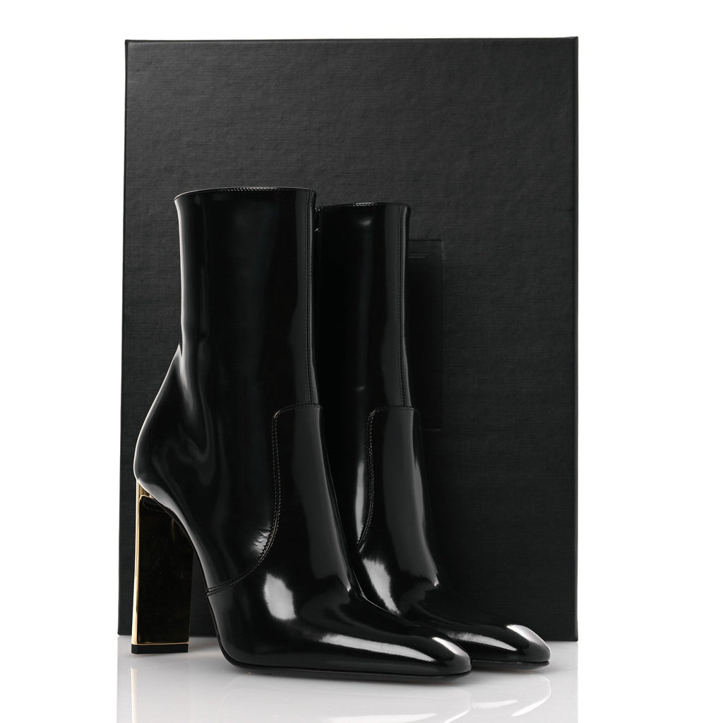 Saint Laurent Vitello Marilyn Auteuil 105 Ankle Zip Boots 37.5 Black