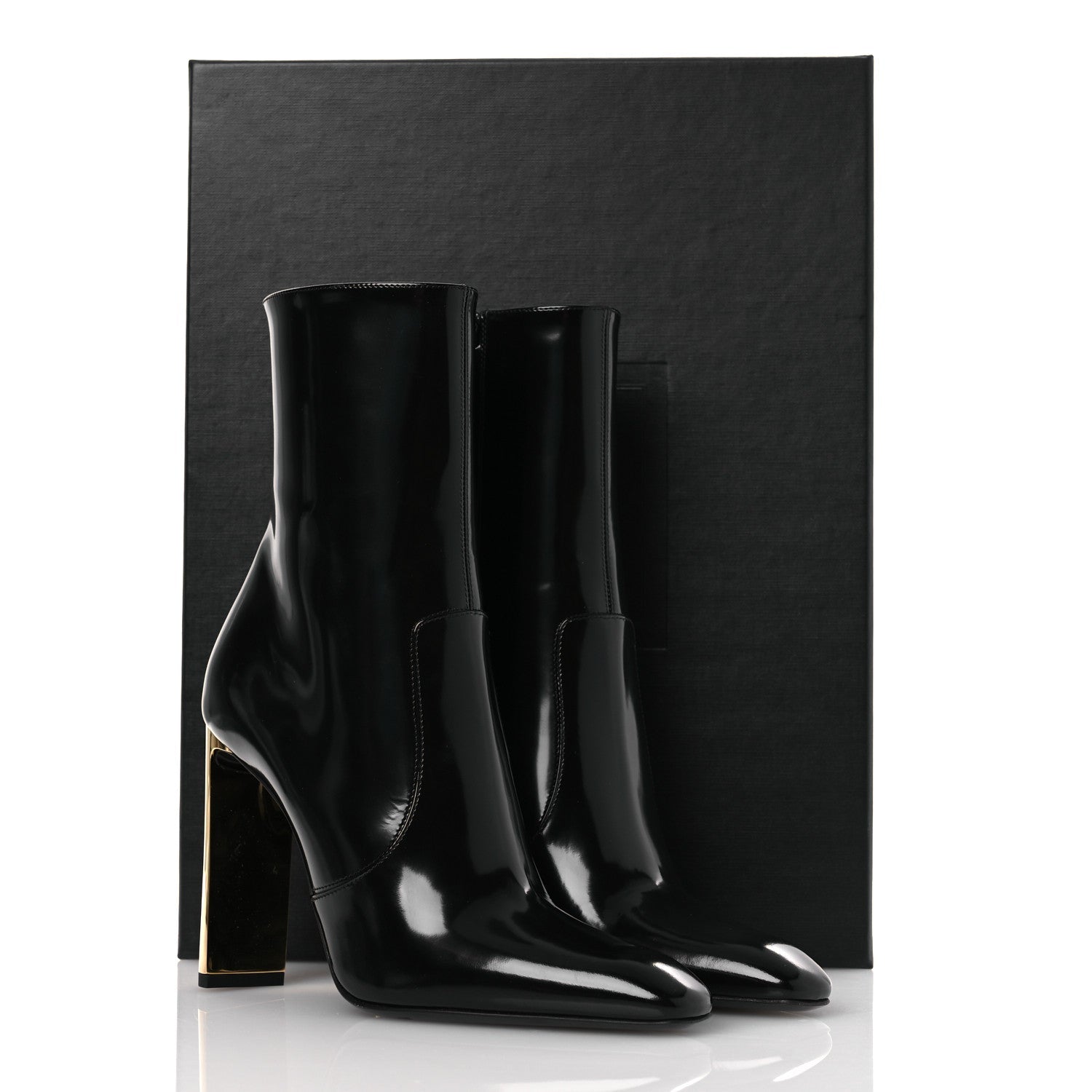 Saint Laurent Vitello Marilyn Auteuil 105 Ankle Zip Boots 37.5 Black