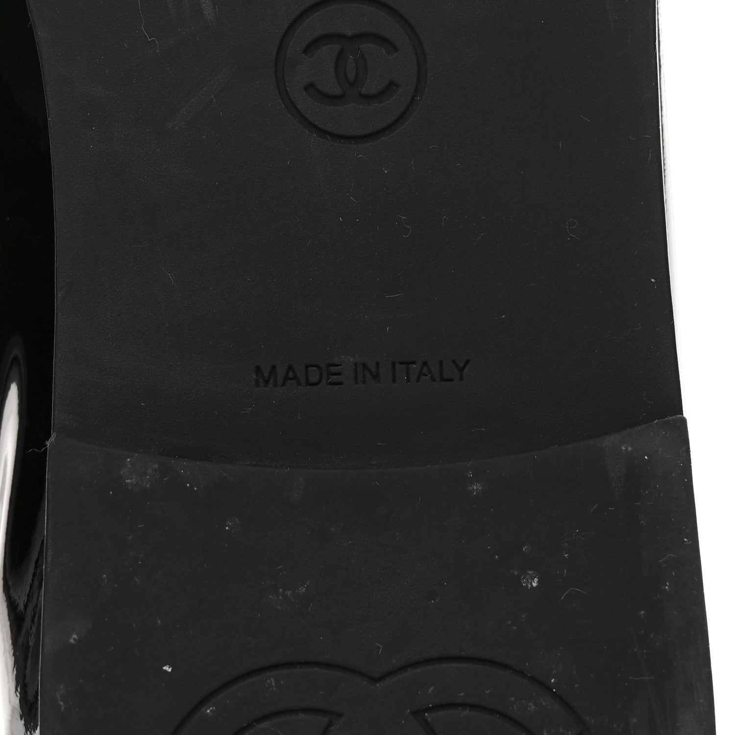 Chanel Patent CC Mocassin Loafers 38 Black