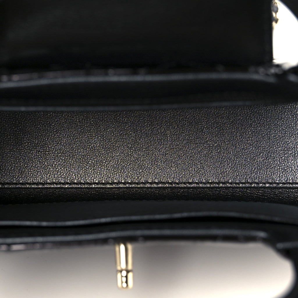 Chanel Mirror Calfskin Quilted Nano Kelly Shopper Black