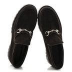 Gucci Suede Horsebit Ankle Boots 38 Dark Brown